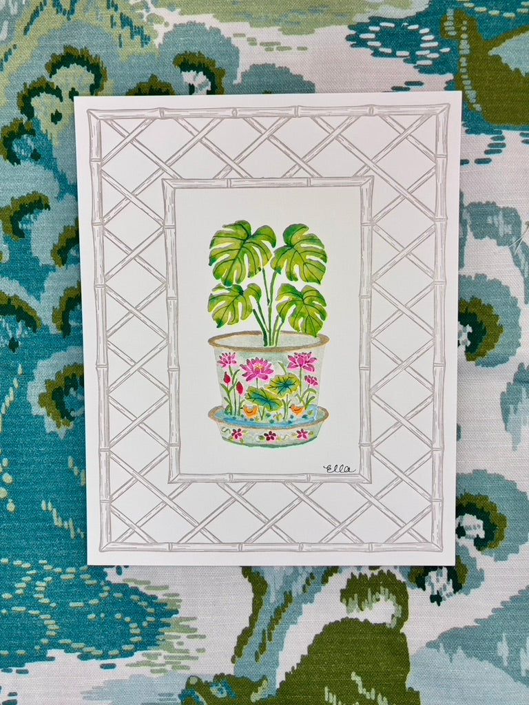 Monstera Porcelain Letterpress Art Print