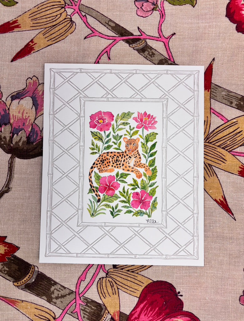 Leopard Garden Letterpress Art Print