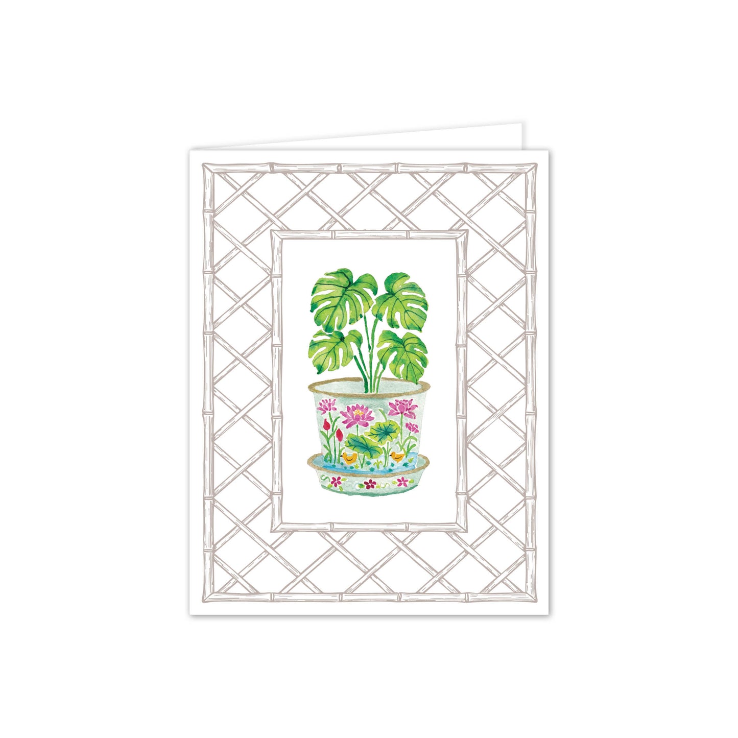 Monstera Porcelain Letterpress Folded Notes