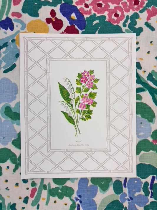 May Birth Flower Letterpress Art Print