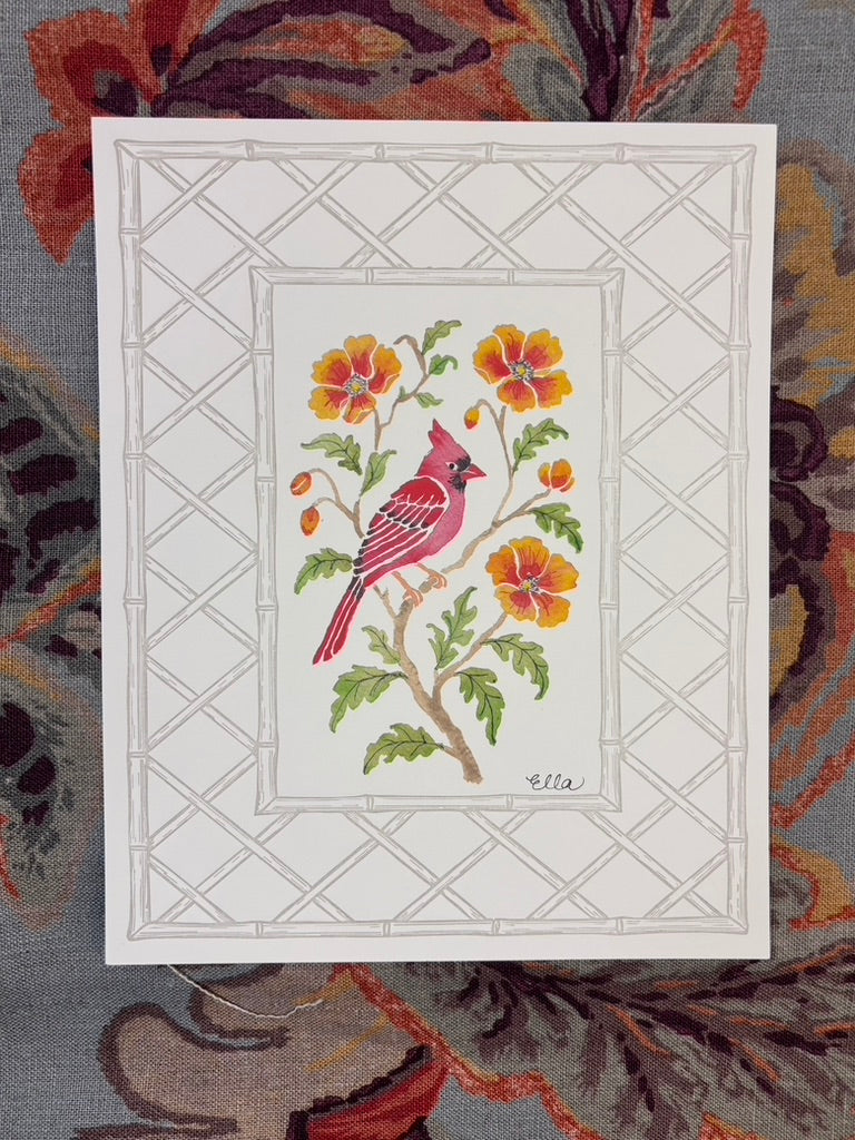 Garden Cardinal Letterpress Art Print