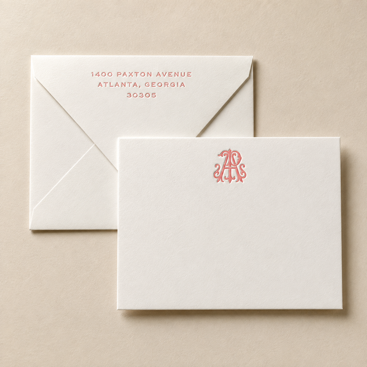 Zinnea Peacocks Letterpress Stationery