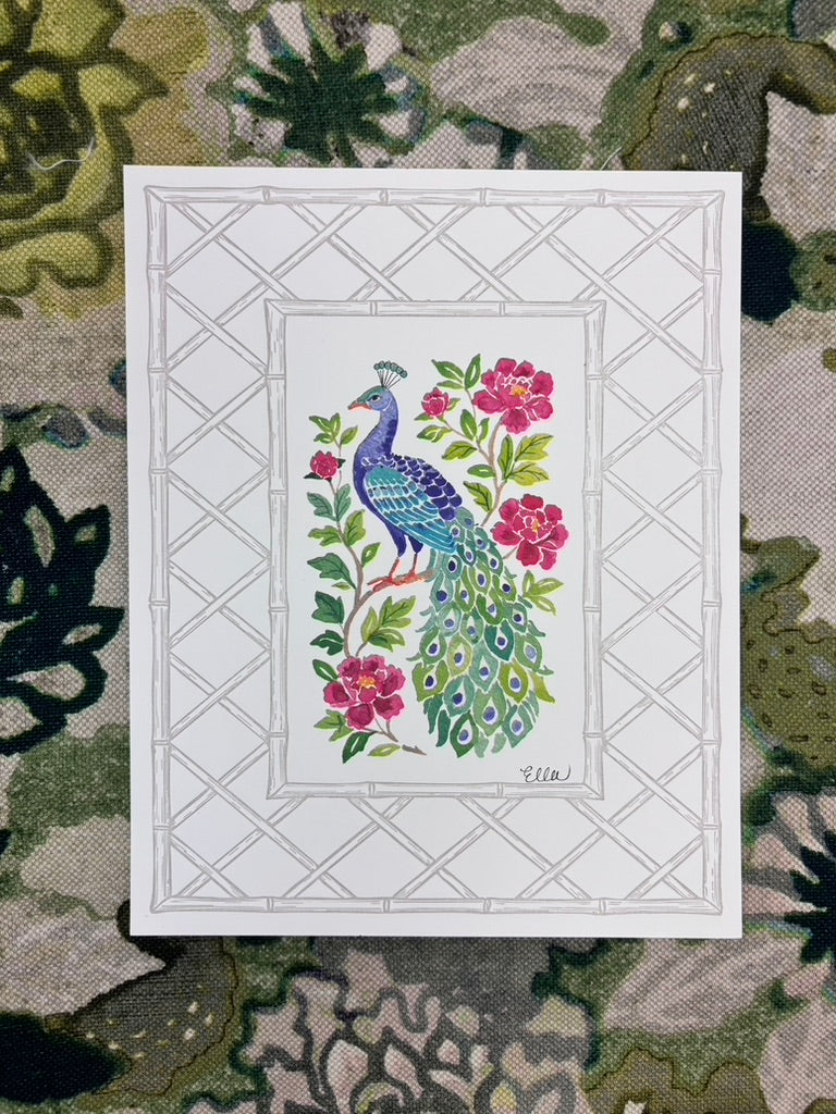 Peacock Garden Majesty Letterpress Art Print