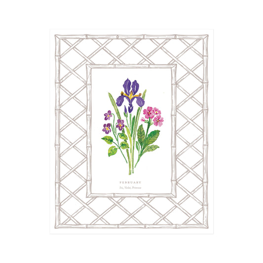 February Birth Flower Letterpress Art Print