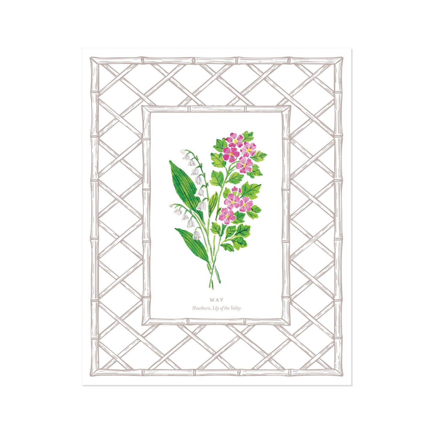 May Birth Flower Letterpress Art Print