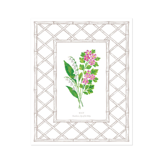 May Birth Flower Letterpress Art Print