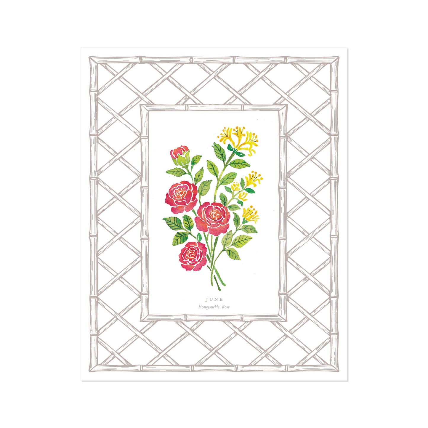 June Birth Flower Letterpress Art Print