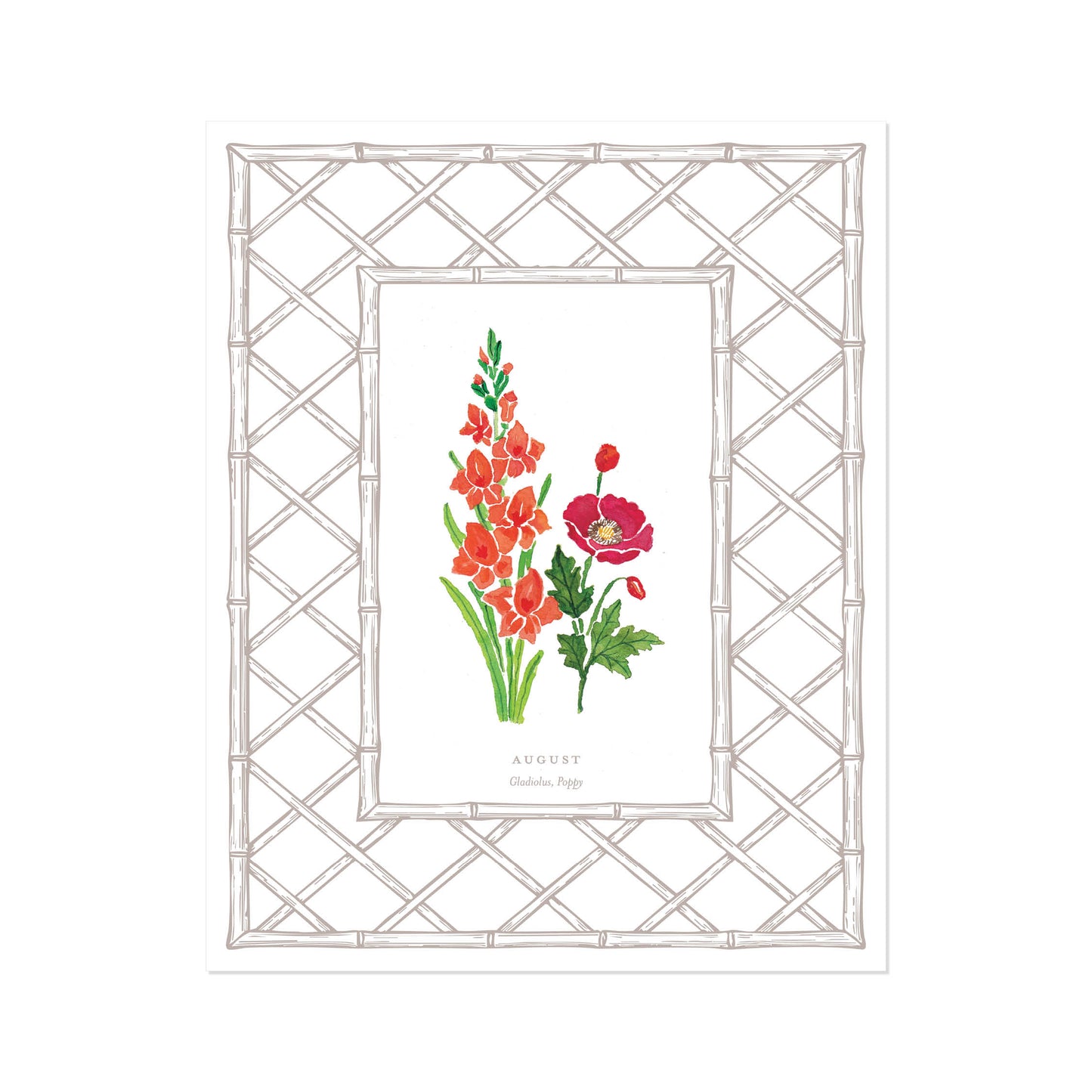 August Birth Flower Letterpress Art Print