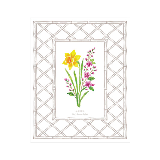March Birth Flower Letterpress Art Print