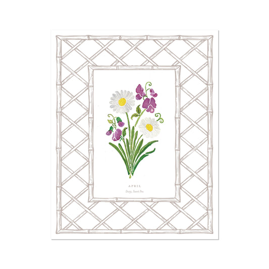 April Birth Flower Letterpress Art Print