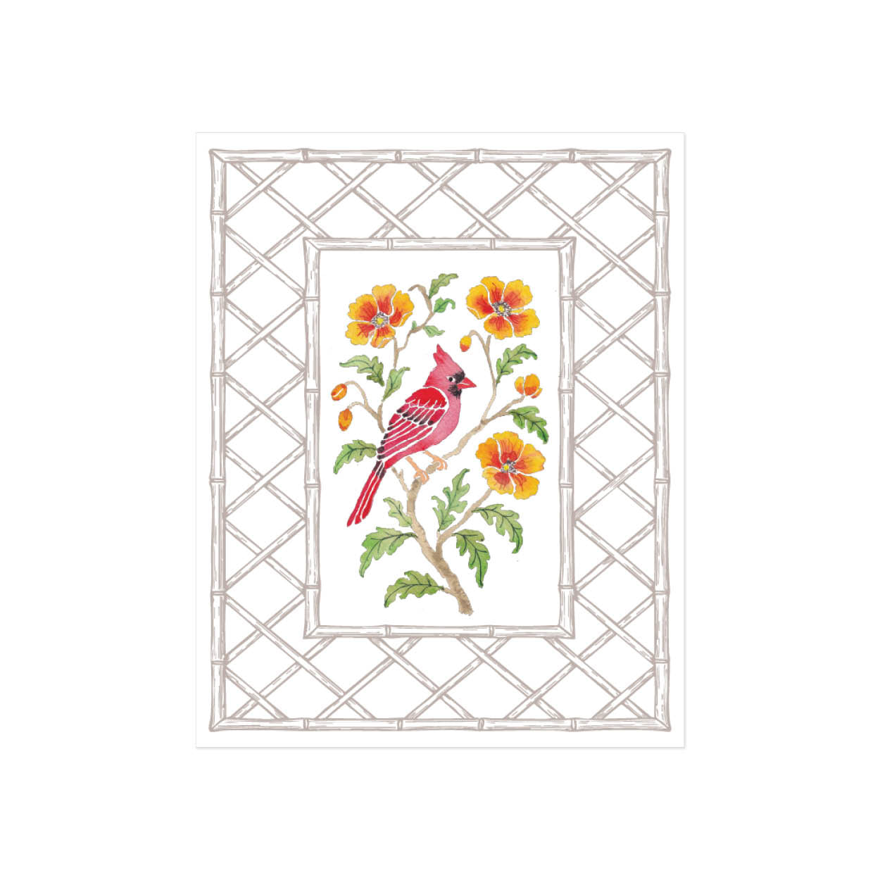 Garden Cardinal Letterpress Art Print