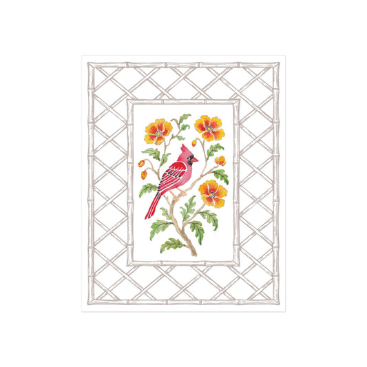 Garden Cardinal Letterpress Art Print