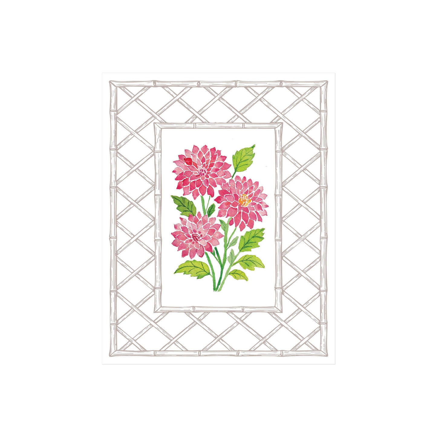 Dahlia Charms Letterpress Art Print