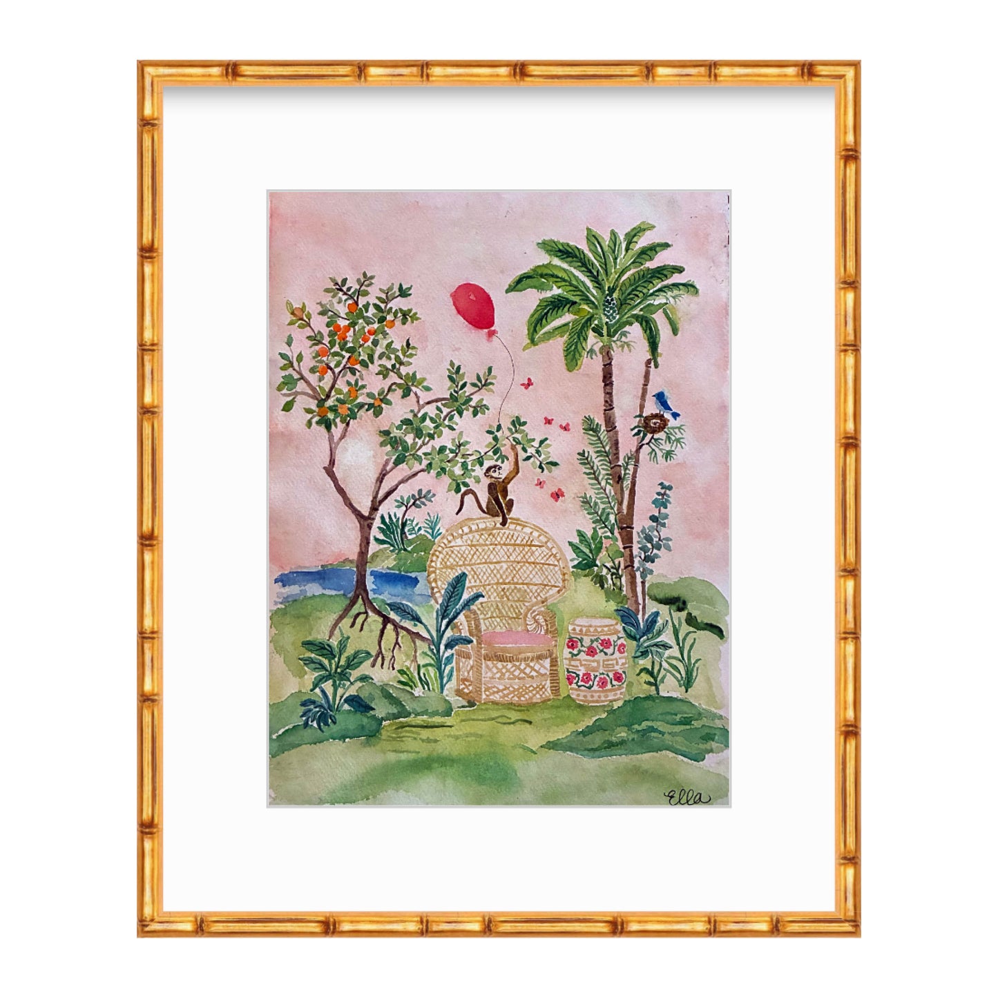 Monkey at The Colony Watercolor Original Painting