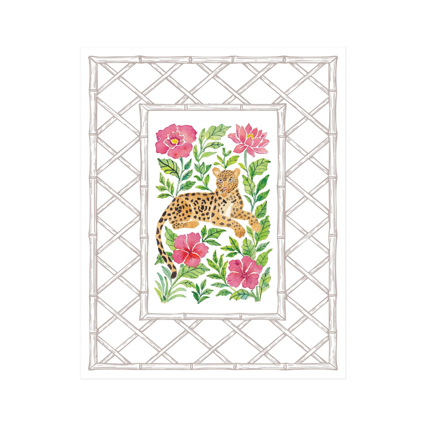 Leopard Garden Letterpress Art Print