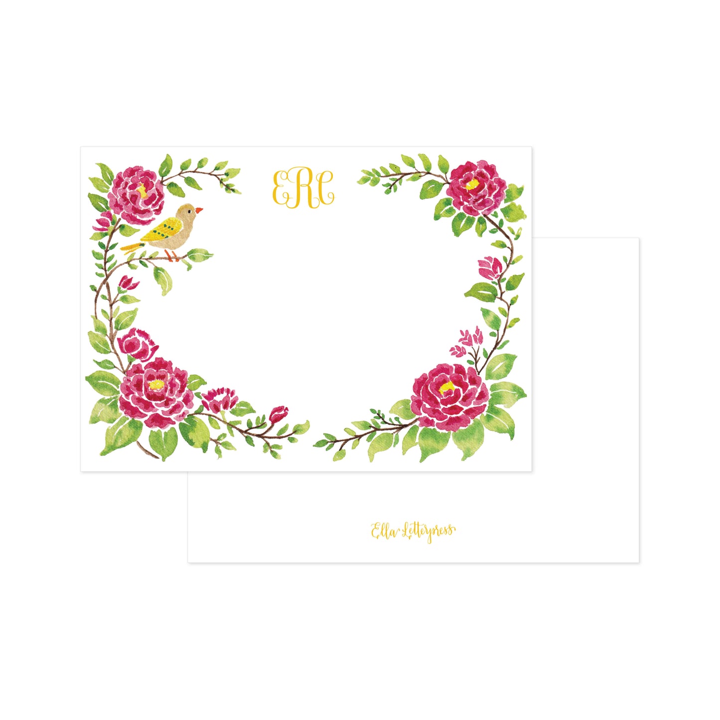Personalized Garden Songbird Flat Cards