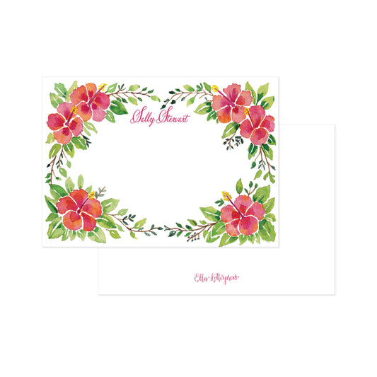 Personalized Island Garden Hibiscus Digital Flat Cards