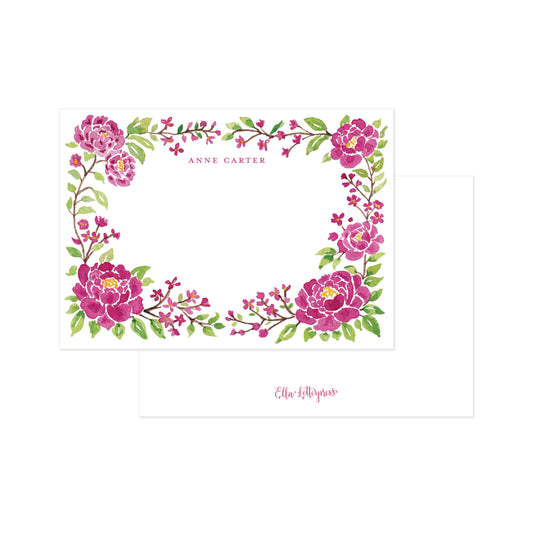 Personalized Peony Reverie Digital Flat Cards