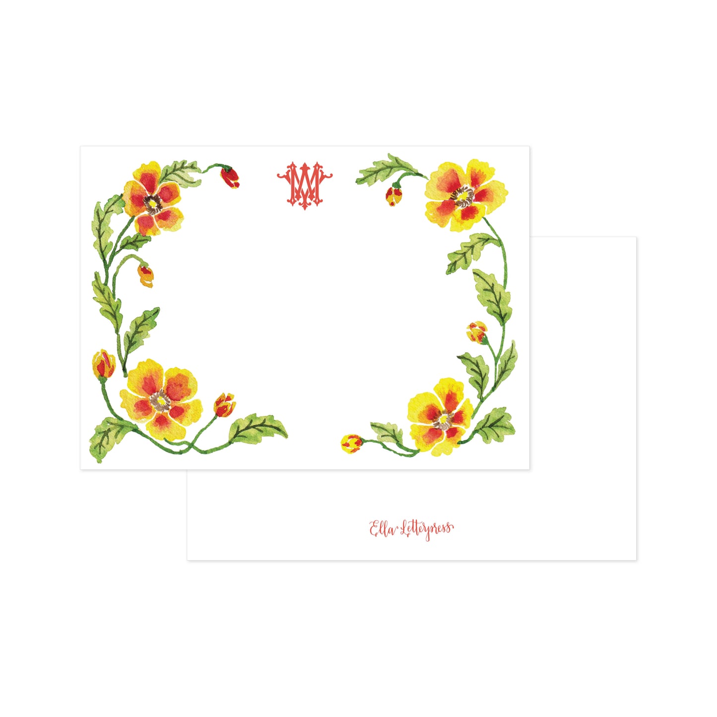 Personalized Popping Poppies Digital Flat Cards