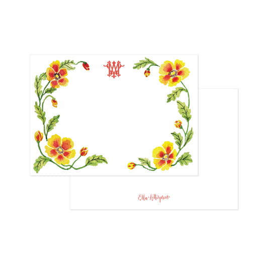 Personalized Popping Poppies Digital Flat Cards