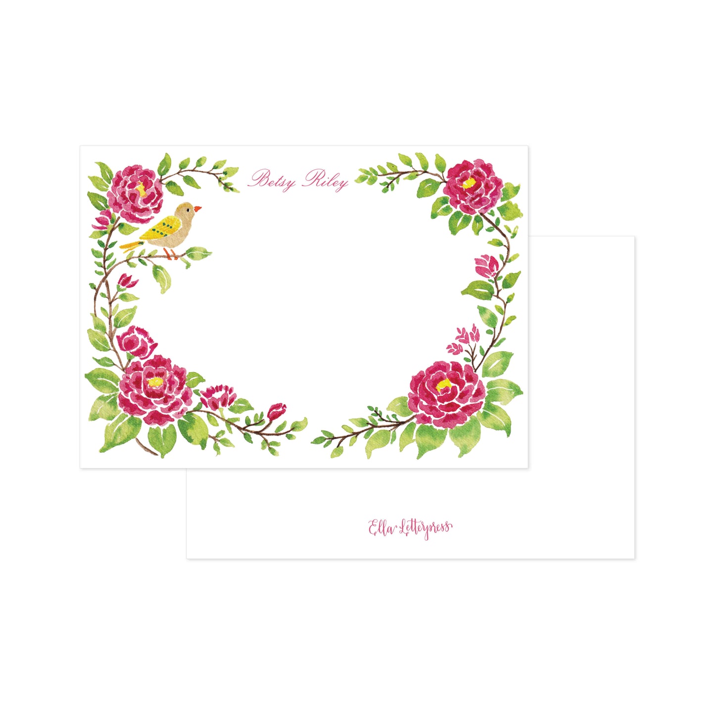 Personalized Garden Songbird Flat Cards