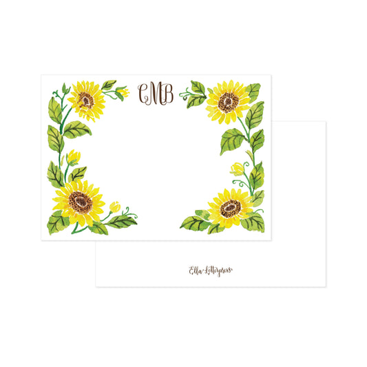 Personalized Sunflower Daydream Digital Flat Cards