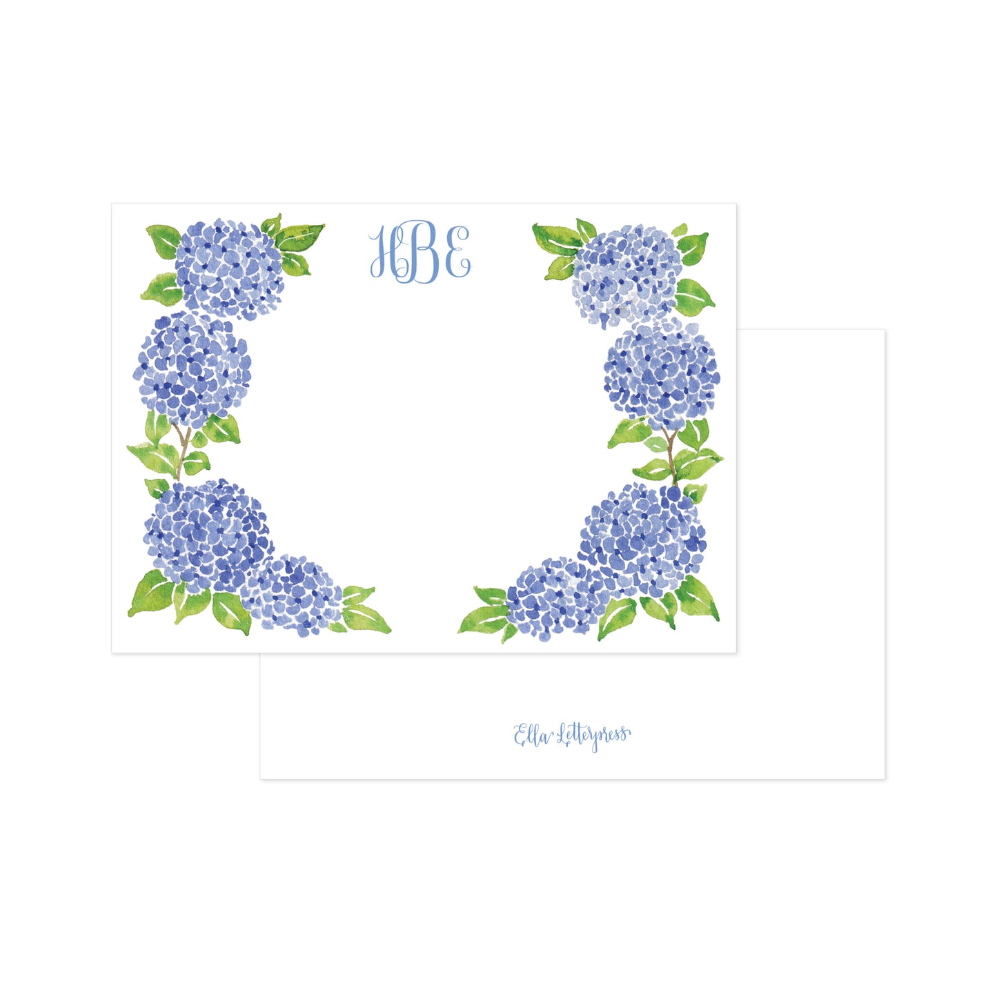 Personalized Coastal Hydrangea Digital Flat Cards
