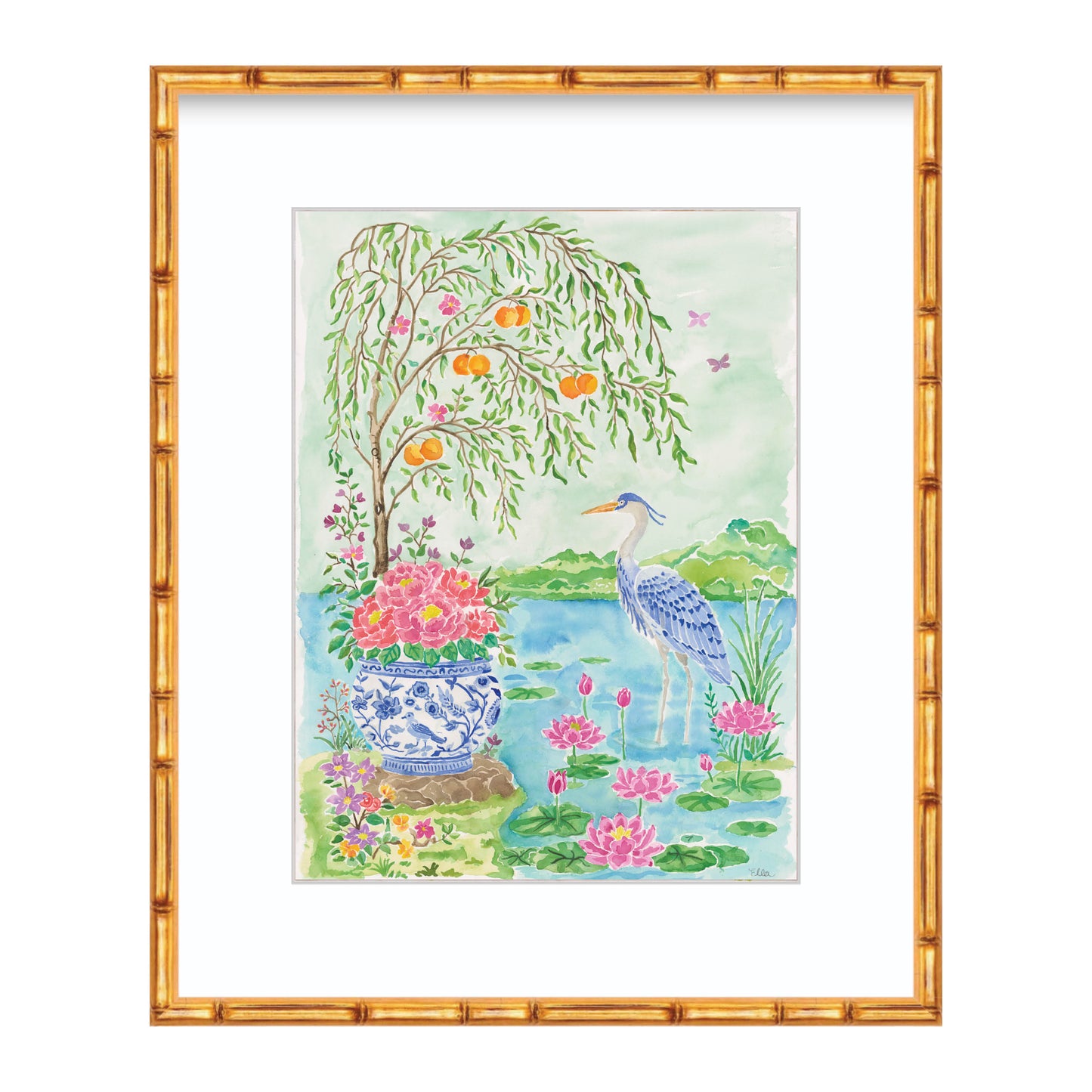 Heron in the Garden Fine Art Giclée Print