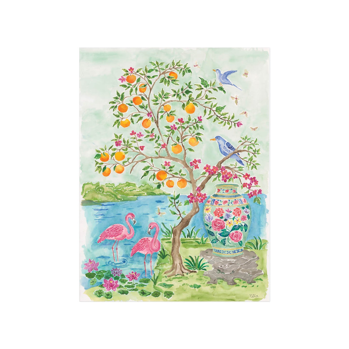 Flamingo in the Garden Fine Art Giclée Print