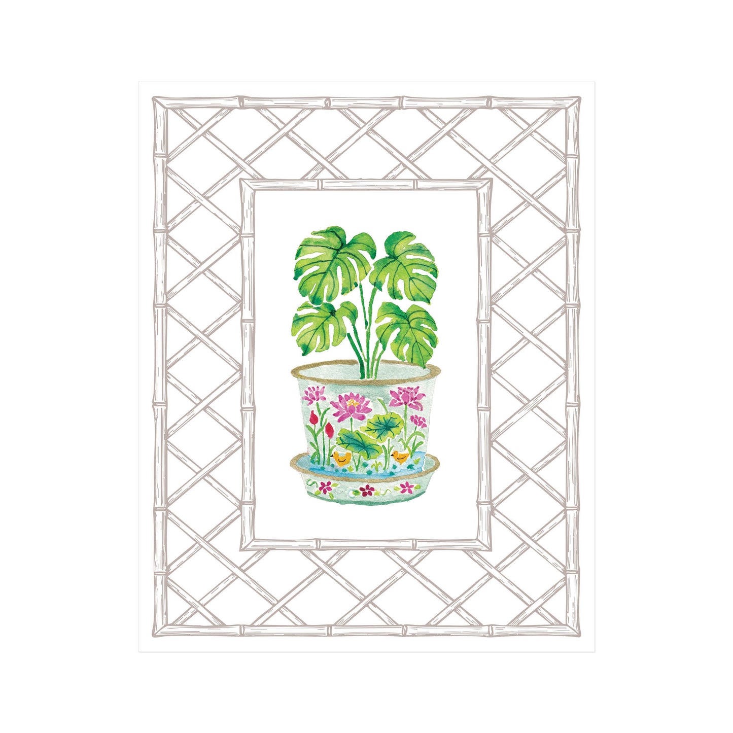 Monstera Porcelain Letterpress Art Print