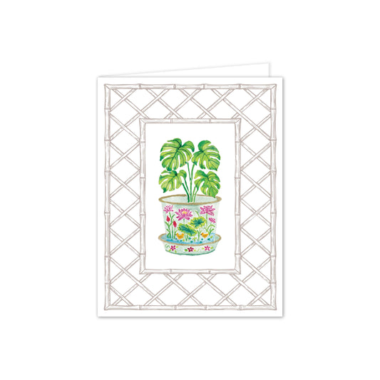 Monstera Porcelain Letterpress Folded Notes