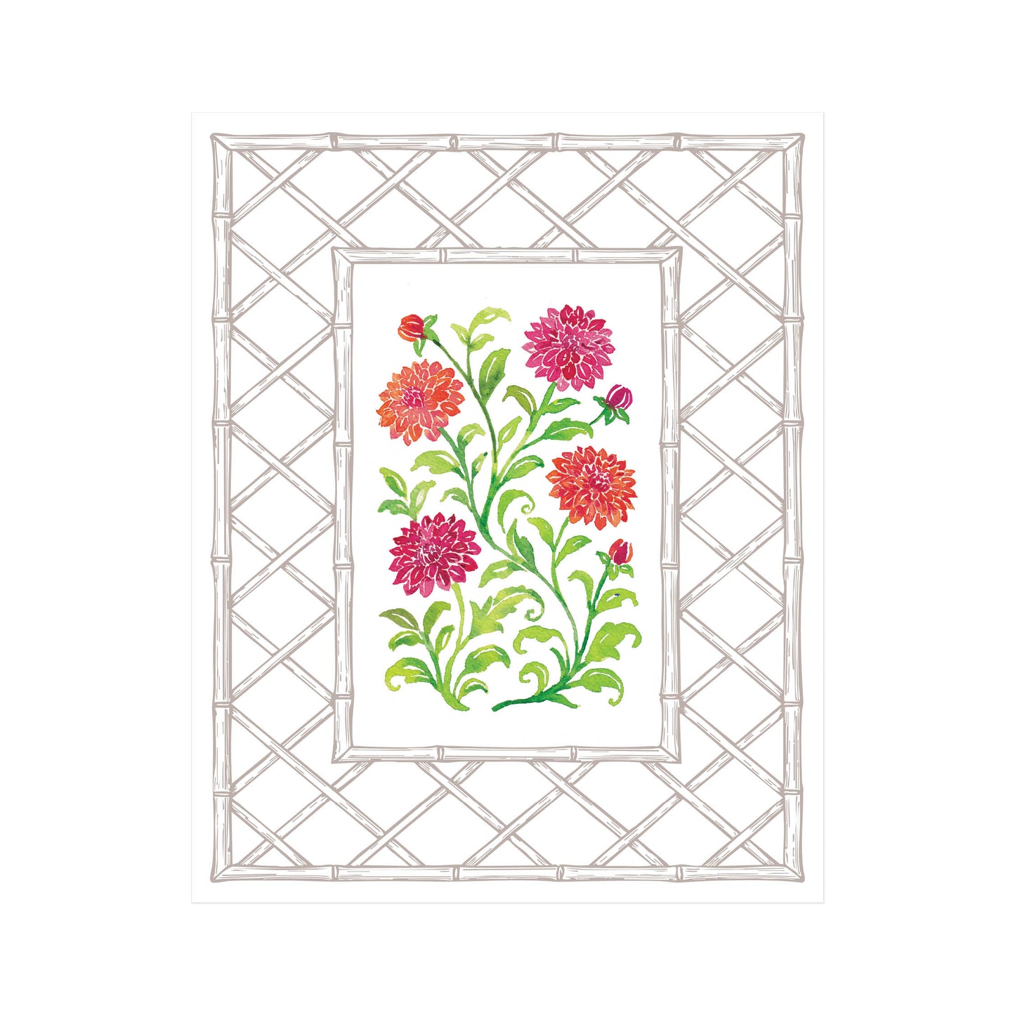 Summer Dahlias Letterpess Art Print