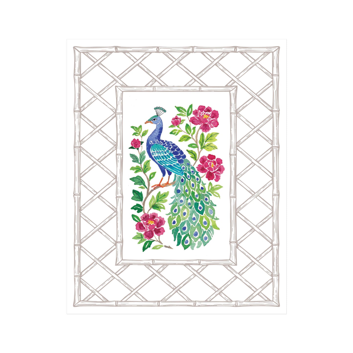 Peacock Garden Majesty Letterpress Art Print