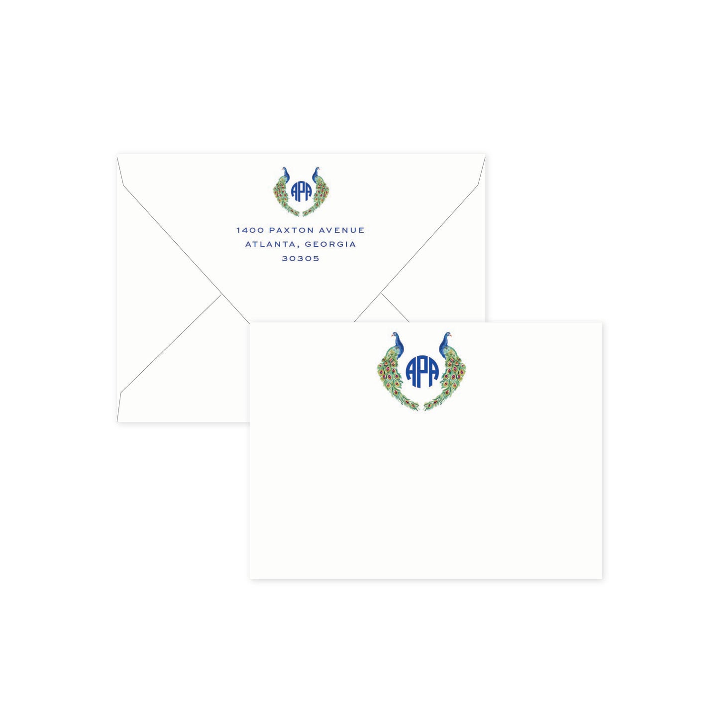 Peacock Circle Monogram Personalized Stationery