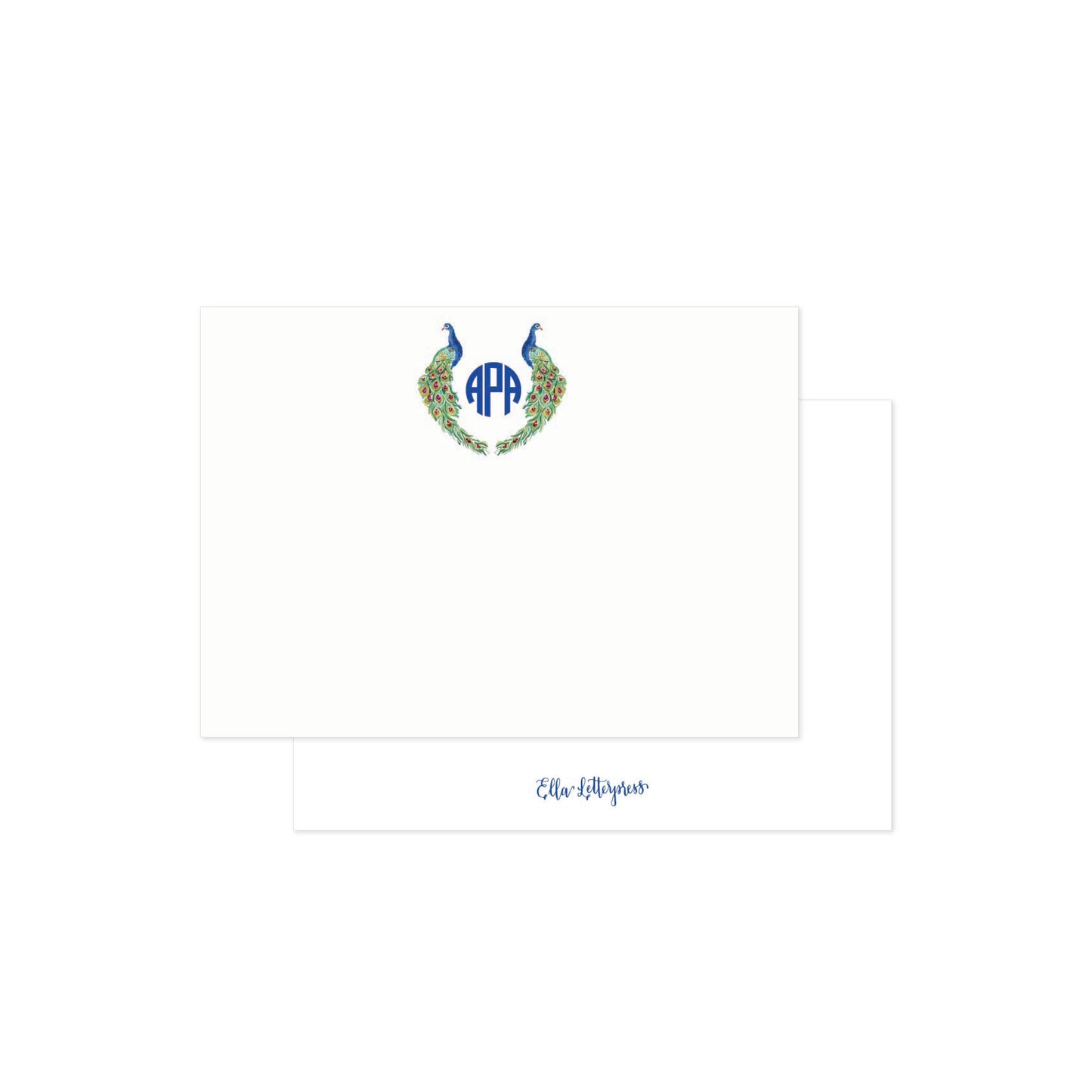 Peacock Circle Monogram Personalized Stationery