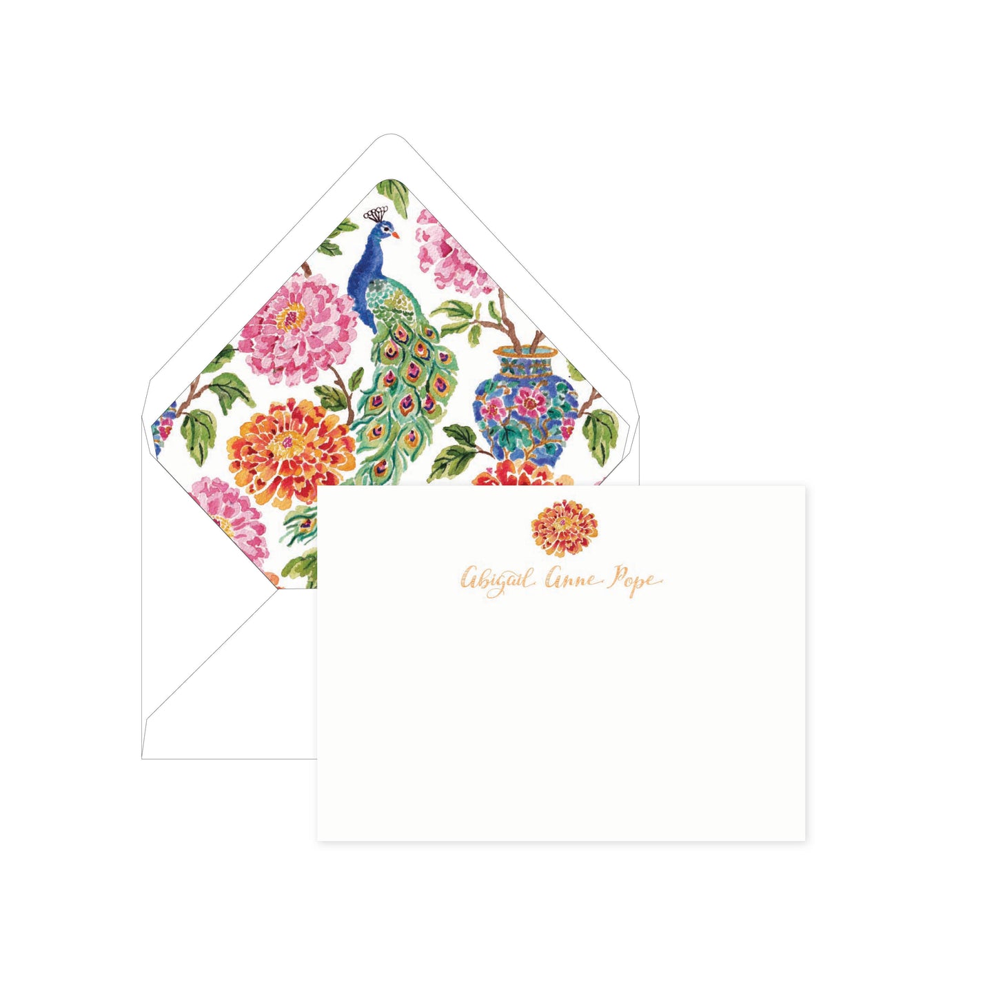 Orange Zinnea Personalized Stationery