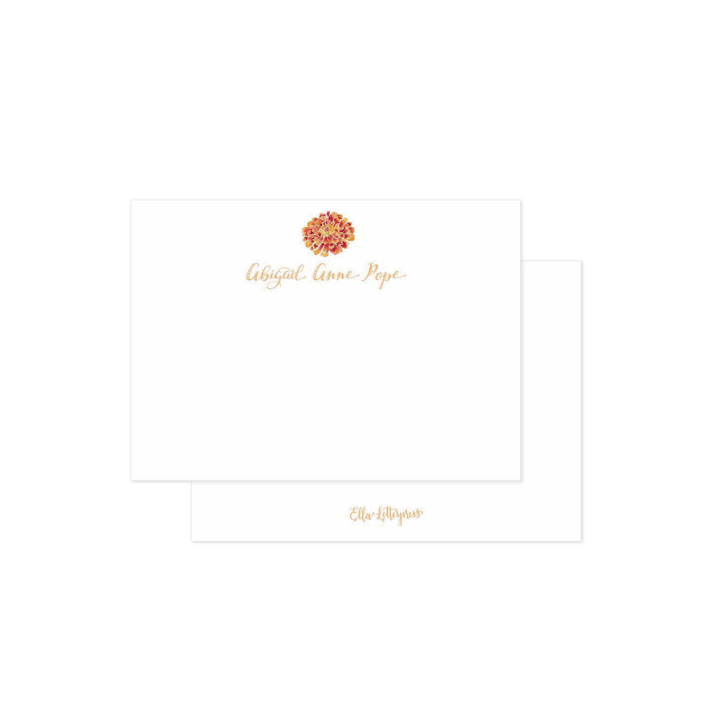 Orange Zinnea Personalized Stationery