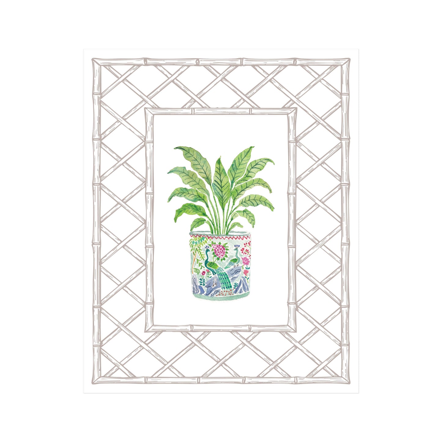 Peacock Planter Art Print